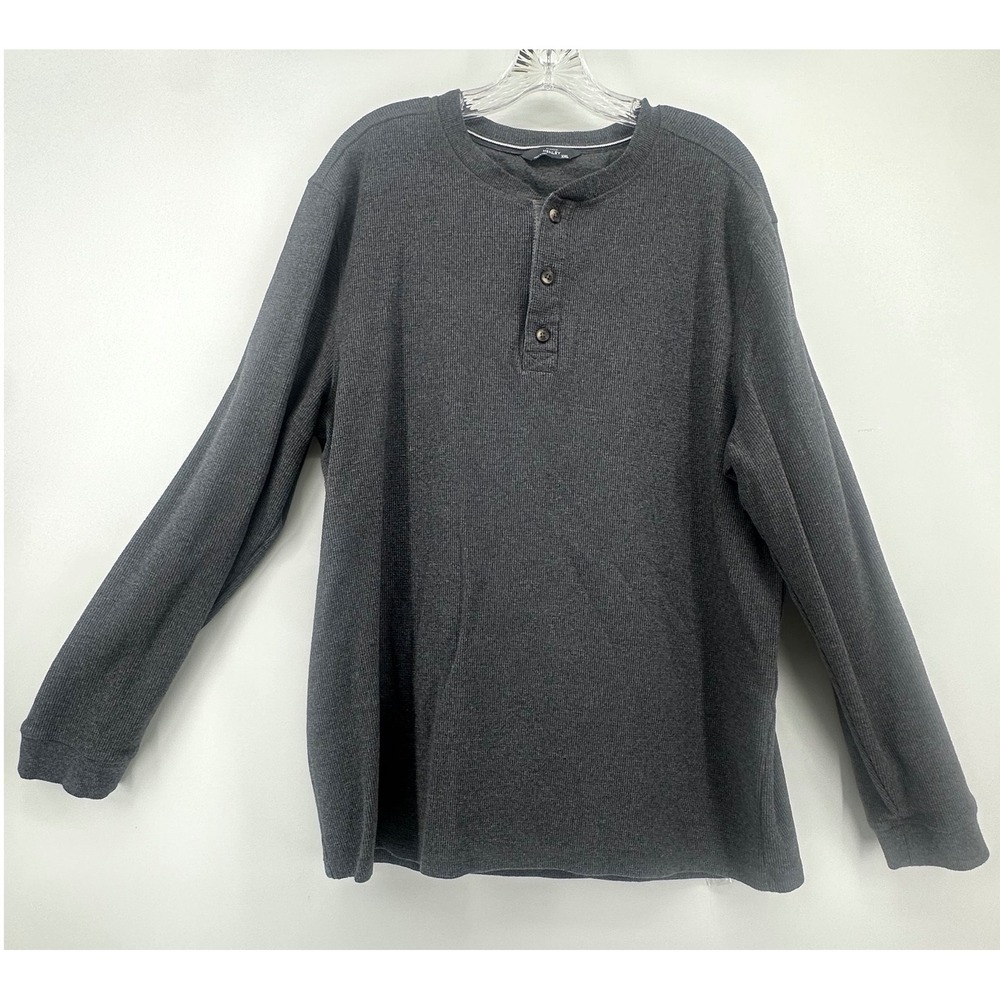 Member's Mark Mens Thermal Henley Shirt XXL Charcoal Grey Outdoor Camping